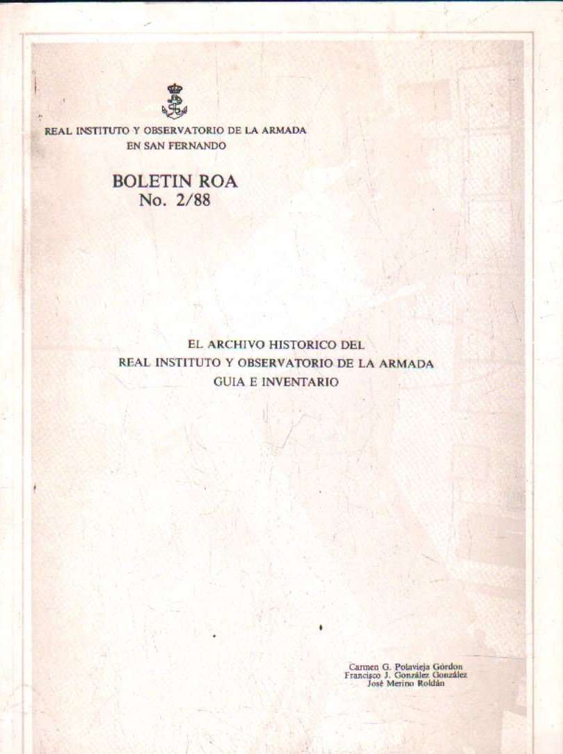 REAL INSTITUTO Y OBSERVATORIO DE LA ARMADA EN SAN FERNANDO. BOLETION ROA NO. 2/88
