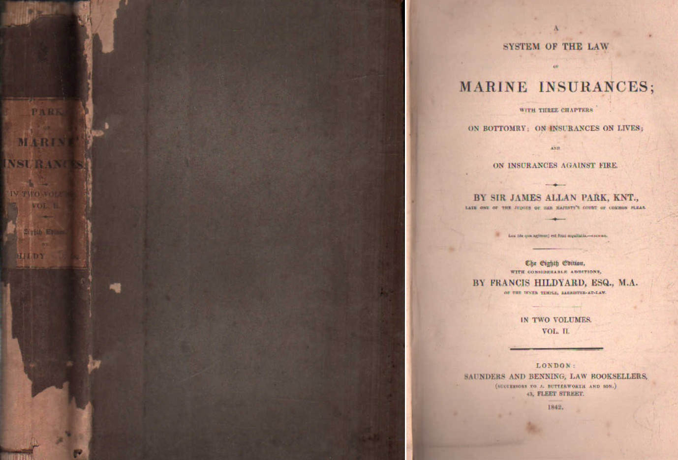 A SYSTEM OF THE LAW OF MARINE INSURANCES VOL. II