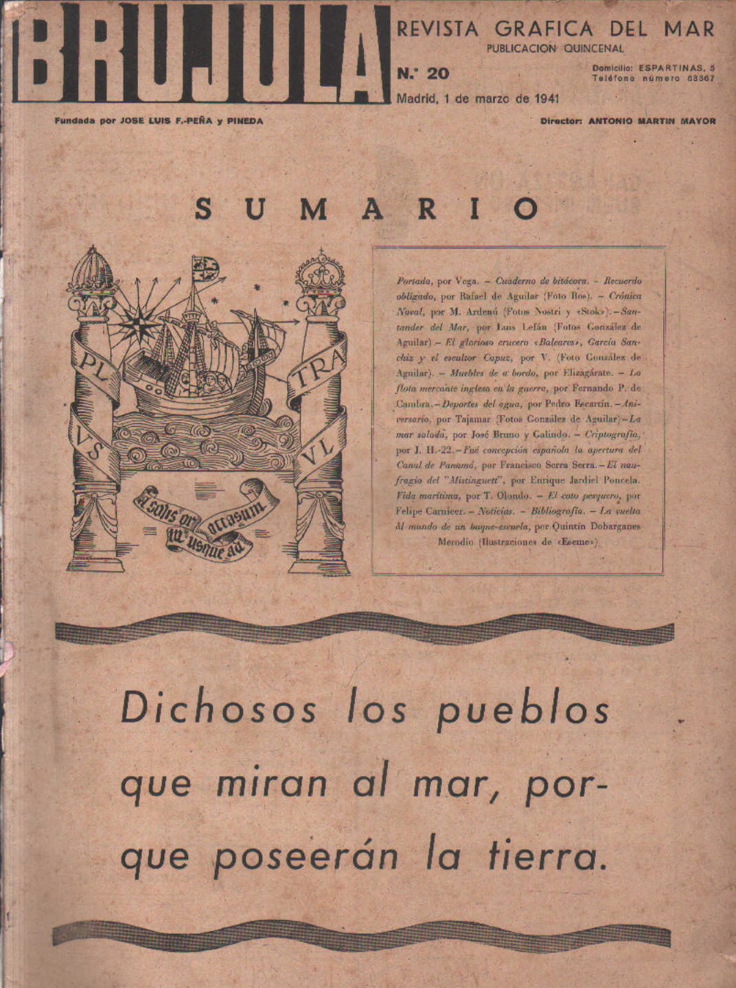BRUJULA. LA REVISTA GRÁFICA DEL MAR Nº. 20 FEBRERO 1941