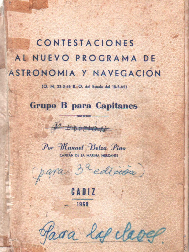 CONTESTACIONES AL NUEVO PROGRAMA DE ASTRONOMIA Y NAVEGACION. GRUPO B PARA CAPITANES.
