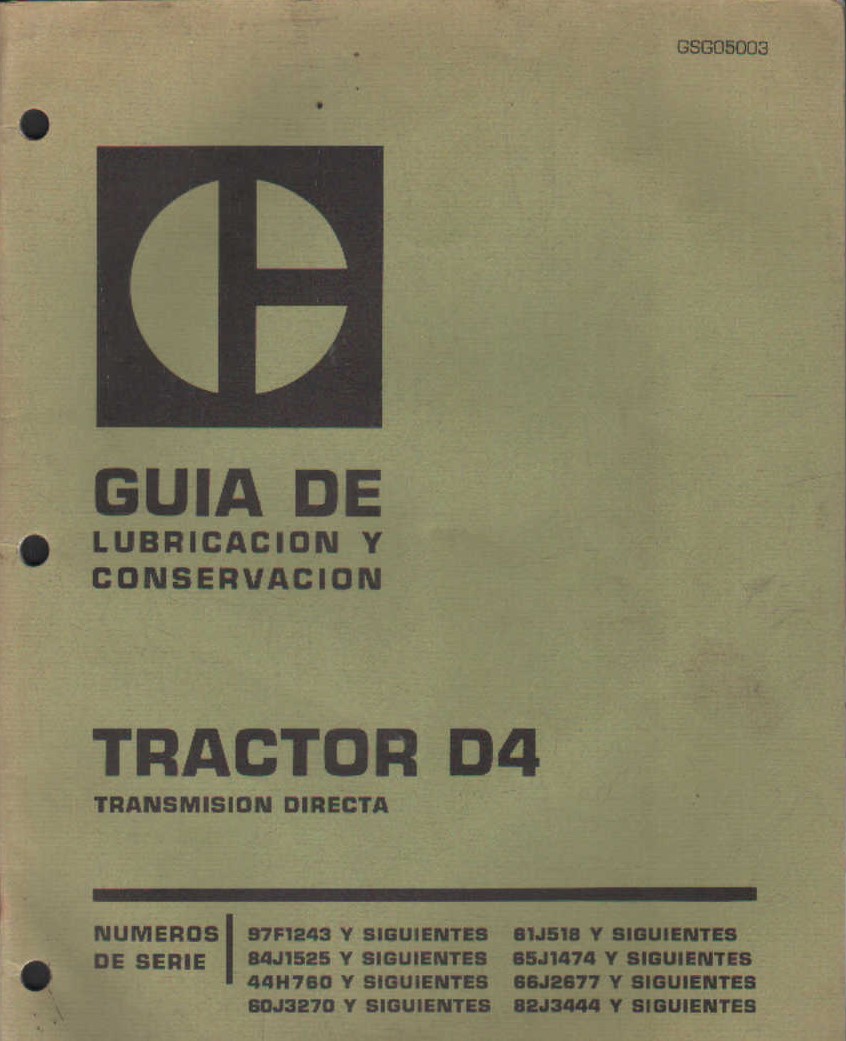GUIA DE LUBRICACIÓN Y CONSERVACIÓN TRACTOR D4 TRANSMISION DIRECTA