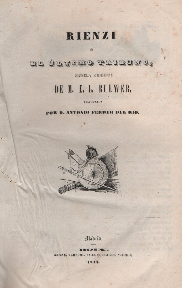 RIENZI O EL ULTIMO TRIBUNO    BULWE, M.E.L.