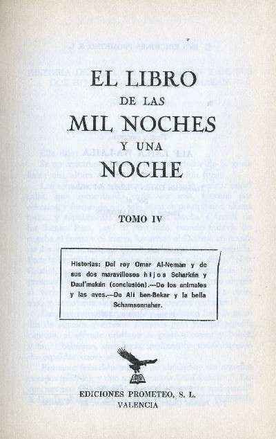 EL LIBRO DE LAS MIL Y UNA NOCHE. TOMO IV.