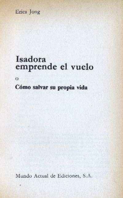 ISADORA EMPRENDE EL VUELO.