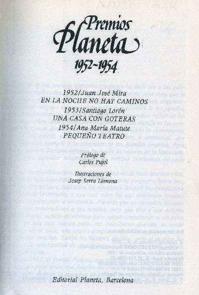 PREMIOS PLANETA 1952-1954