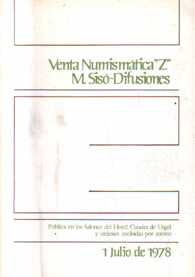 VENTA NUMISMATICA Z. 1 DE JULIO DE 1978.
