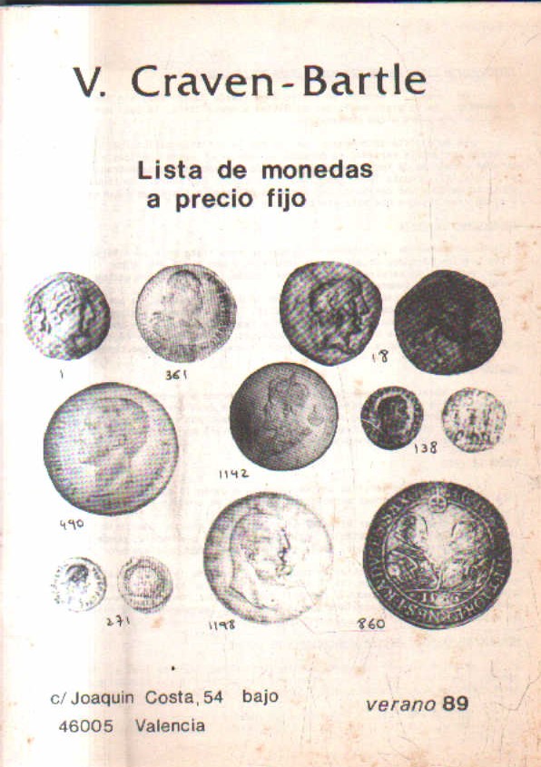 LISTAS DE MONEDAS A PRECIO FIJO. VERANO 89