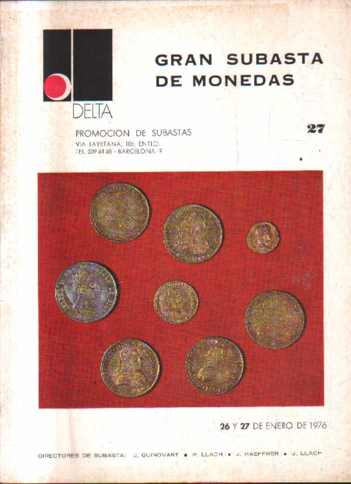 GRAN SUBASTA DE MONEDAS. Nº 27. 26 Y 27 DE ENERO DE 1976