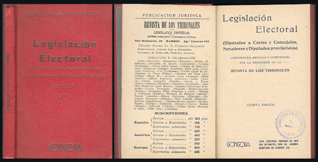 LEGISLACION ELECTORAL DIPUTADOS A CORTES Y CONCEJALES SENADORES Y DIPUTADOS PROVINCIALES