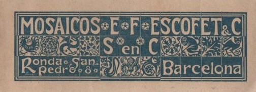 MOSAICOS E F ESCOFET BARCELONA. CASA EDITORIAL Y LIBRERÍA SUBIRANA