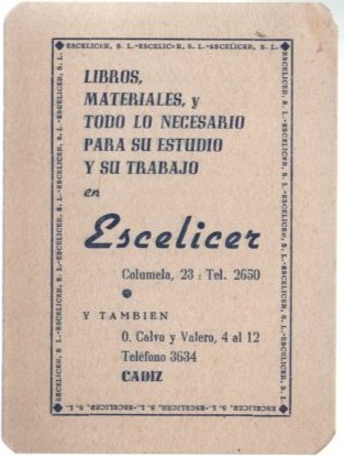 PUBLICIDAD LIBRERÍA ESCELICER CÁDIZ