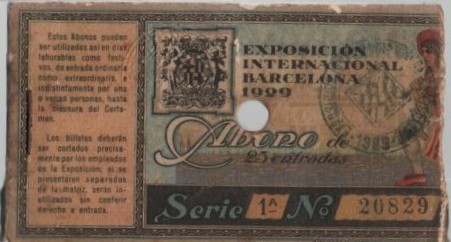 ABONO 25 ENTRADAS EXPOSICIÓN INTERNACIONAL BARCELONA 1929