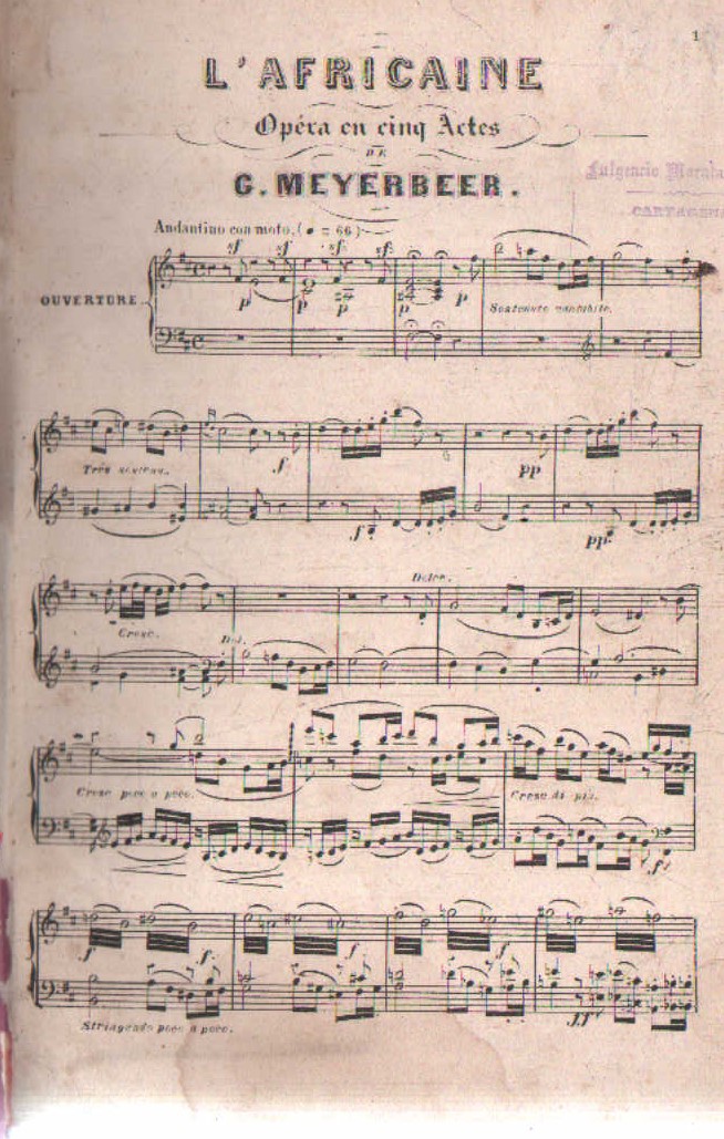 LA AFRICANA. OPERA EN CINCO ACTOS