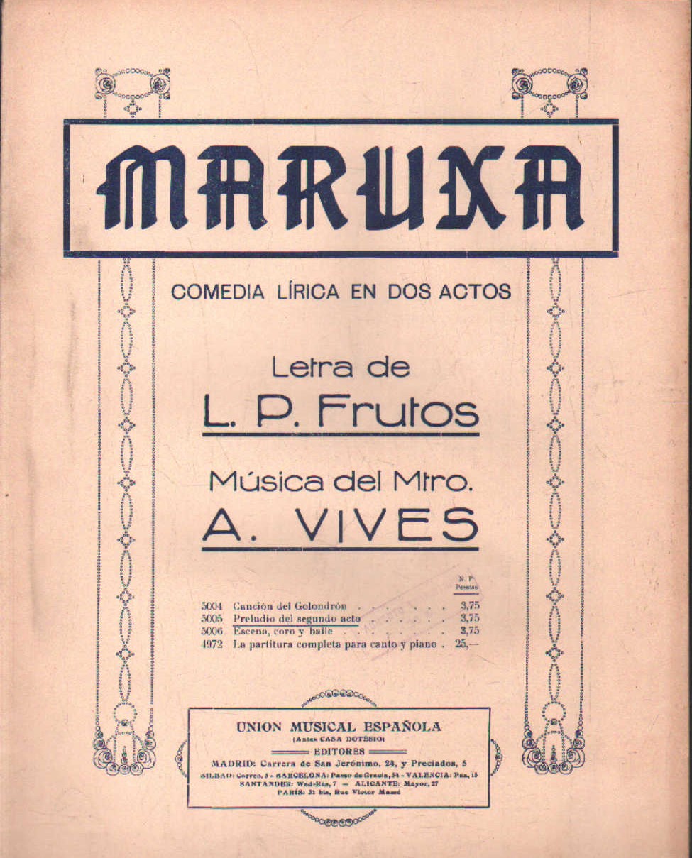 MARUXA COMEDIA LIRICA EN DOS ACTOS