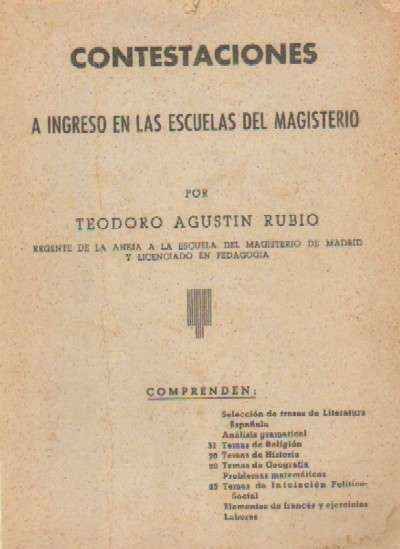 CONTESTACIONES A INGRESO EN LAS ESCUELAS DEL MAGISTERIO