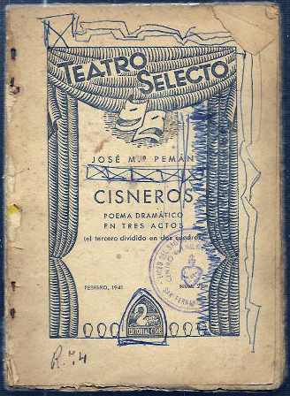CISNEROS - POEMA DRAMATICO EN TRES ACTOS - COLECCIÓN TEATRO SELECTO