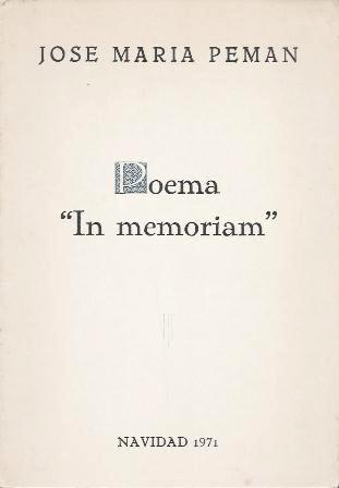 POEMA "IN MEMORIAM" - NAVIDAD 1971 - J. M. PEMAN