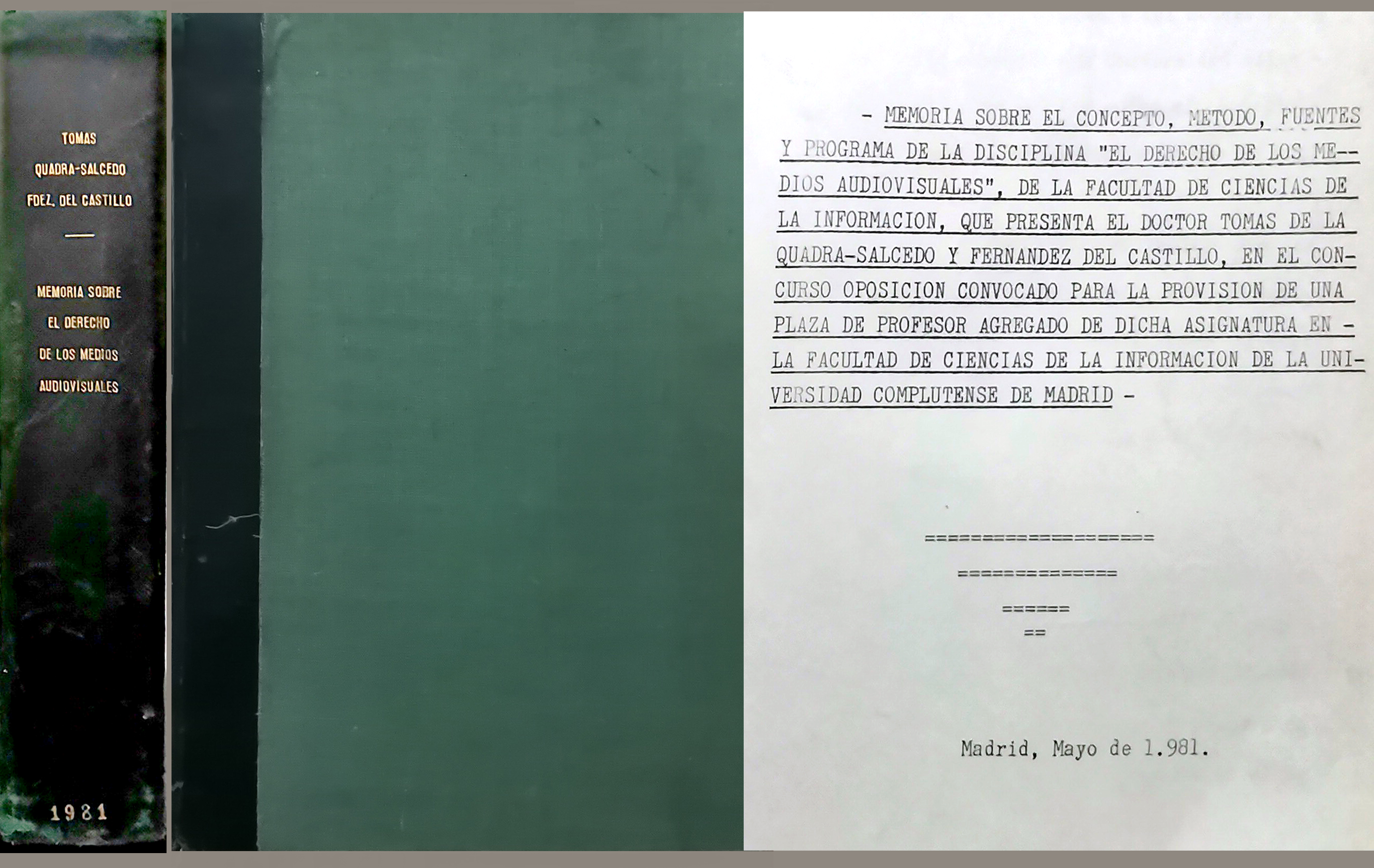 MEMORIA SOBRE EL DERECHO DE LOS MEDIOS AUDIOVISUALES