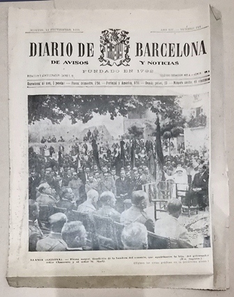 DIARIO DE BARCELONA  DE AVISOS Y NOTICIAS - 11 SEPTIEMBRE DE 1928 Nº 215