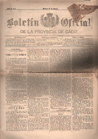 BOLETIN OFICIAL DE LA PROVINCIA DE CADIZ AÑO DE 1917 13 DE MARZO Nº 58
