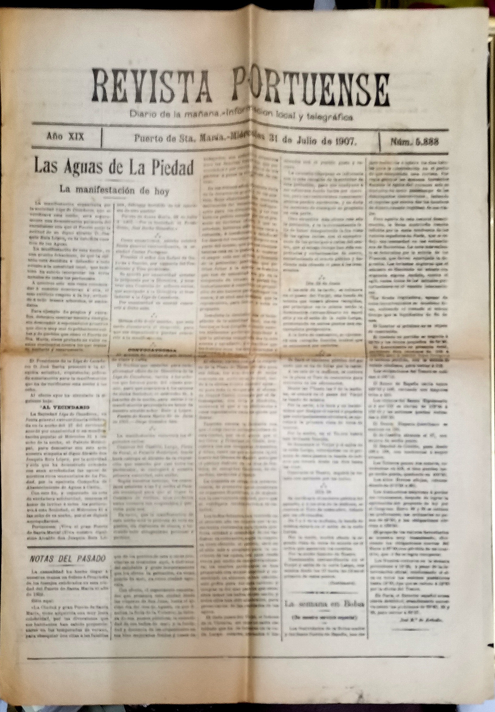 REVISTA PORTUENSE DIARIO DE LA MAÑANA - AÑO XIX - 31-7-1907 Nº 5888