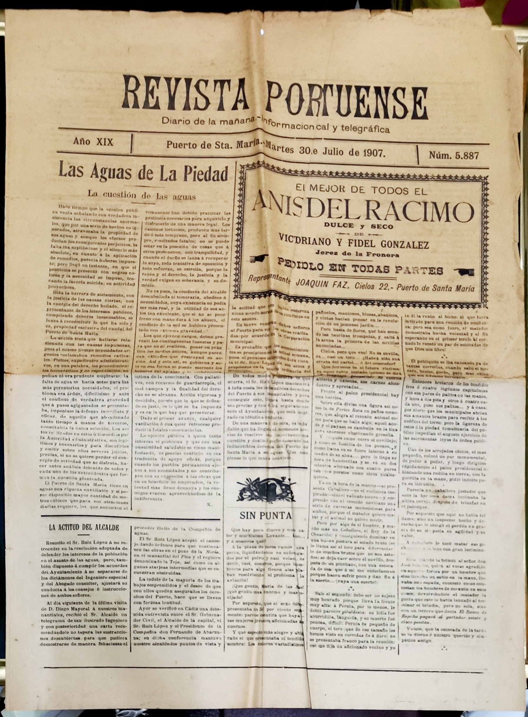 REVISTA PORTUENSE DIARIO DE LA MAÑANA - AÑO XIX - 30-7-1907 Nº 5887