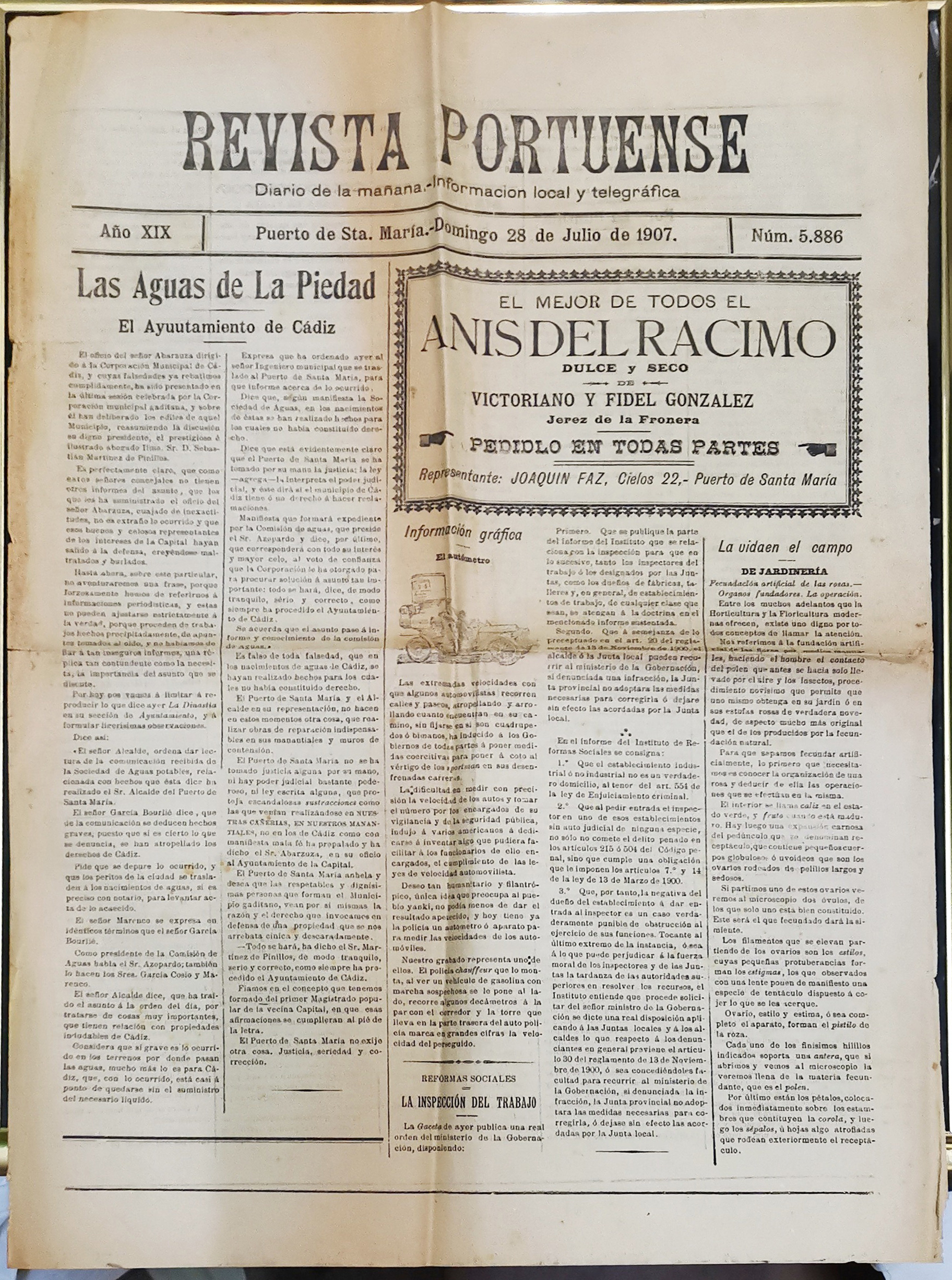 REVISTA PORTUENSE DIARIO DE LA MAÑANA - AÑO XIX - 28-7-1907 Nº 5886