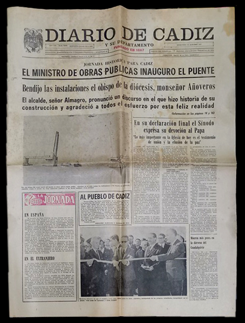 DIARIO DE CADIZ AÑO CIII  Nº 34.045 MIERCOLES 29 DE OCTUBRE DE 1969