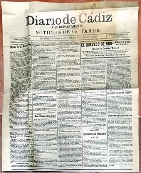 DIARIO DE CADIZ (4 PAG.) NOTICIAS DE LA TARDE SUPLEMENTO AL Nº VIERNES 9 AGOSTO 1918