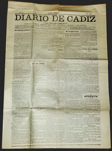 DIARIO DE CADIZ (4 PAG.) MARTES 8 DE  ENERO DE 1918 Nº 24.969
