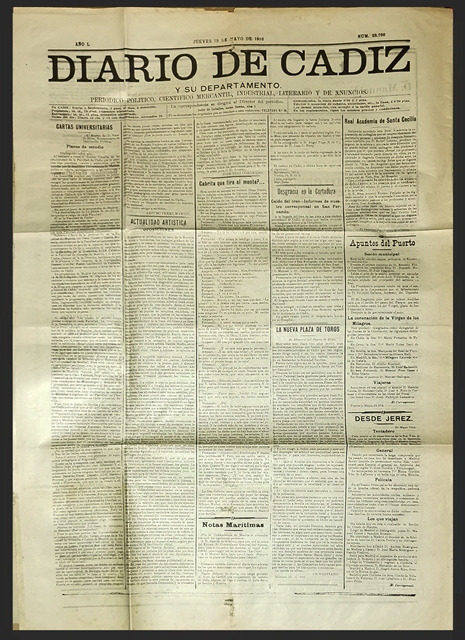 DIARIO DE CADIZ (4 PAG.) JUEVES 25 DE  MAYO DE 1916 Nº 23.766