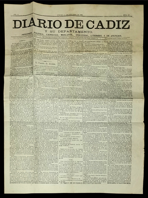 DIARIO DE CADIZ (4 PAG.) JUEVES 1 DE OCTUBRE 1868 AÑO II Nº 461