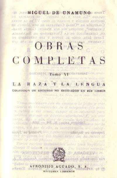OBRAS COMPLETAS. UNAMUNO.