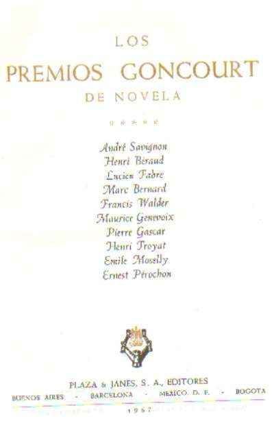 LOS PREMIOS GONCOURT DE NOVELA. VOLUMEN 5.