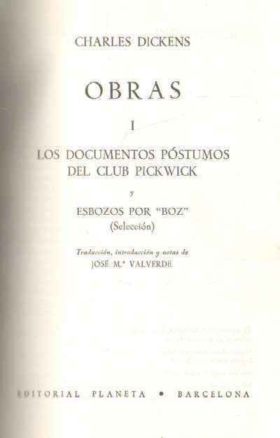 OBRAS. TOMO I. CHARLES DICKENS.