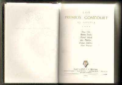LOS PREMIOS GONCOURT DE NOVELA. TOMO IV.
