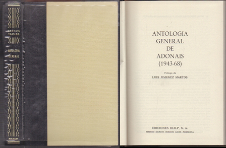 ANTOLOGIA GENERAL DE ADONAIS 1943 - 1968.