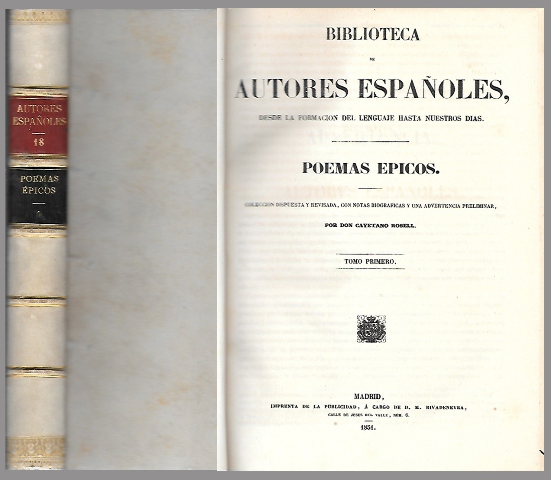 POEMAS EPICOS TOMO 1º - BIBLIOTECA DE AUTORES ESPAÑOLES Nº 18