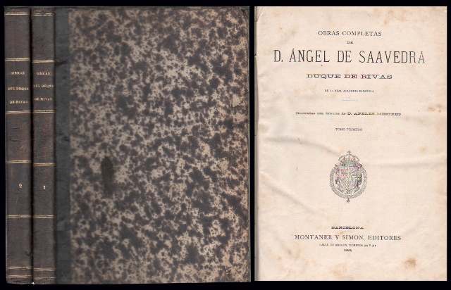 OBRAS COMPLETAS DE DON ANGEL DE SAAVEDRA (DUQUE DE RIVAS) 2 TOMOS