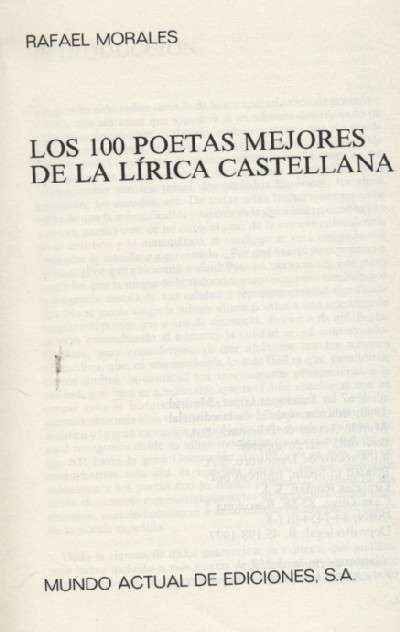 LOS 100 POETAS MEJORES DE LA LIRICA CASTELLANA