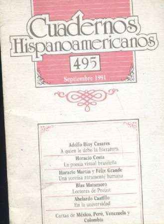 CUADERNOS HISPANOAMERICANOS. Nº 495. SEPTIEMBRE 1991