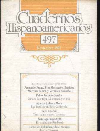 CUADERNOS HISPANOAMERICANOS. Nº 497. NOVIEMBRE 1991.
