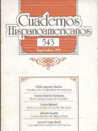 CUADERNOS HISPANOAMERICANOS. SEPTIEMBRE 1995. Nº 543