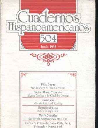 CUADERNOS HISPANOAMERICANOS. JUNIO 1992. Nº 504