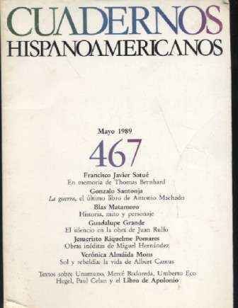 CUADERNOS HISPANOAMERICANOS. MAYO 1989. Nº 467