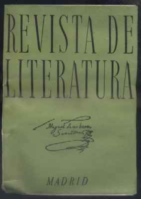 REVISTA DE LITERATURA INSTITUTO MIGUEL DE CERVANTES. TOMO XXXV. Nº 71-72. JULIO-DICIEMBRE 1969.