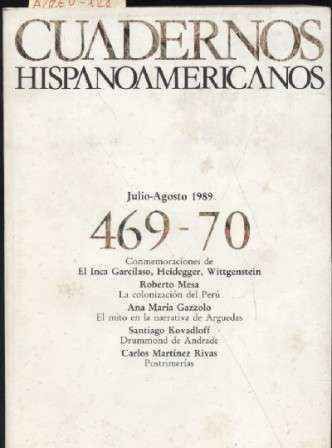 CUADERNOS HISPANOAMERICANOS. JULIO-AGOSTO 1989. Nº 469-470