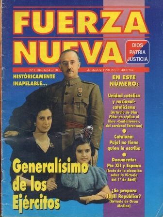 REVISTA FUERZA NUEVA. Nº 1184 DEL 4 AL 18 DE ABRIL DE 1998.