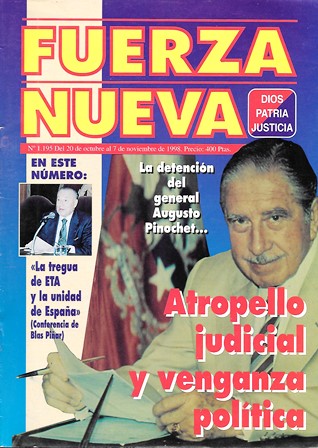 REVISTA FUERZA NUEVA. Nº 1195. OTUBRE-NOVIEMBRE 1998. PINOCHET