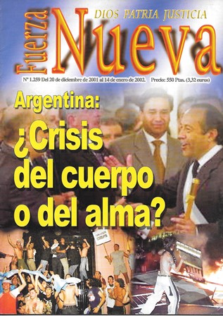 REVISTA FUERZA NUEVA. Nº 1259. DICIEMBRE 2001- ENERO 2002. ARGENTINA